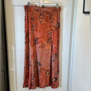 Free People Orange Paisley Maxi Skirt